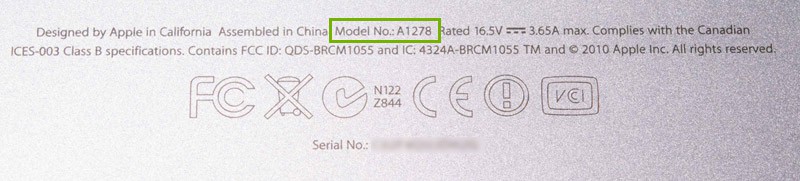 Numéro du modèle sur un MacBook Pro Unibody